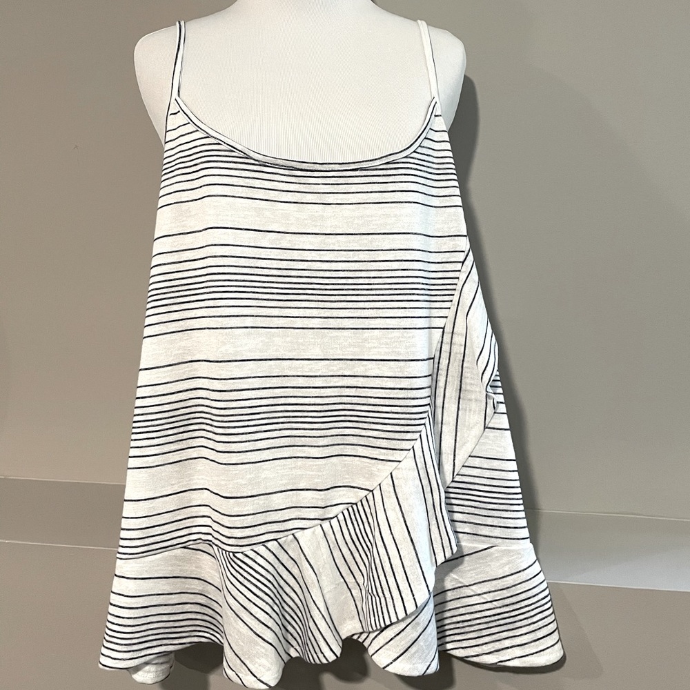 Maurices navy and white ruffle tank
